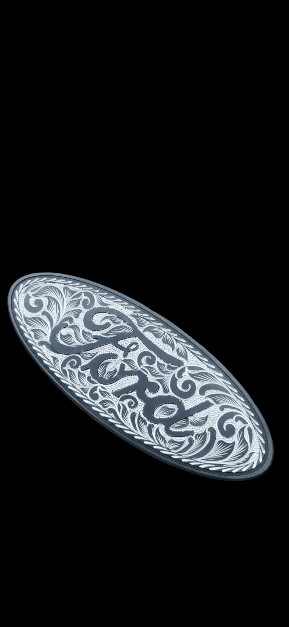 Premium Custom Engraved Black Ford Emblem - Hand-Etched Automotive Art by Engraving Nation