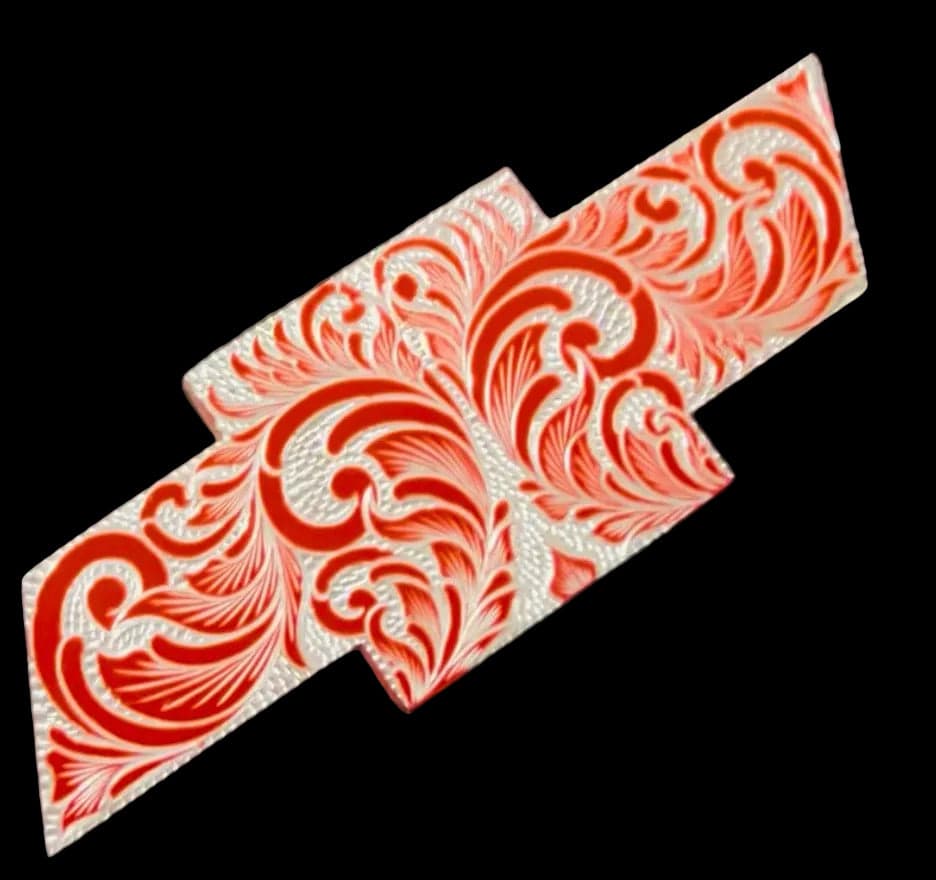 Premium Custom Engraved Front Red Chevy emblem - Hand-Etched Automotive Art by Engraving Nation