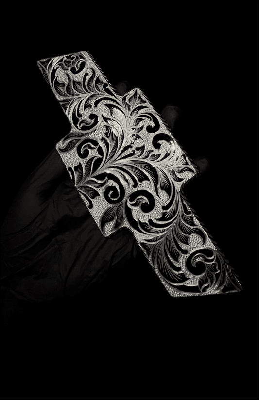 Premium Custom Engraved Black front emblem fully engraved - Hand-Etched Automotive Art by Engraving Nation