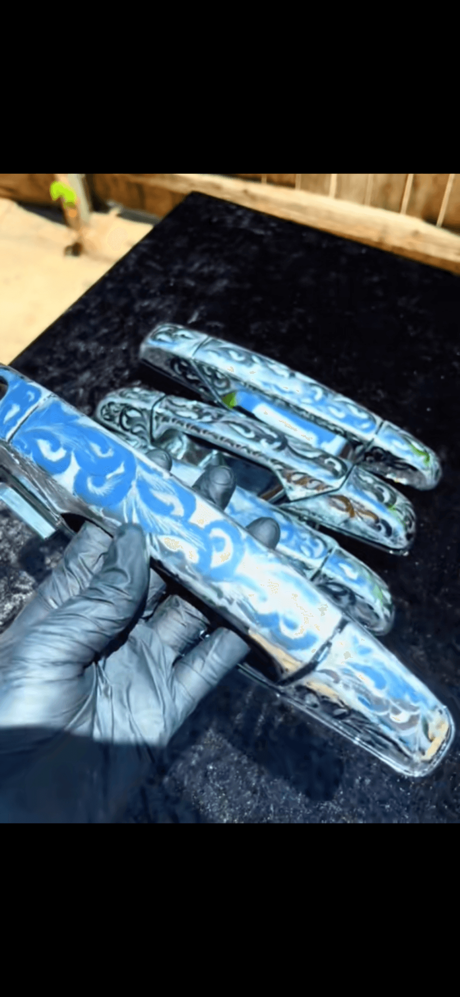 Premium Custom Engraved Door handles hand made engraved 07-13 - Hand-Etched Automotive Art by Engraving Nation