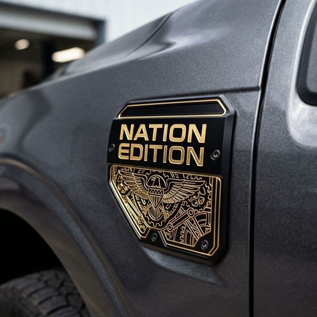 Premium Custom Engraved Ford F-150 Nation Edition Fender Badge - Hand-Etched Automotive Art by Engraving Nation