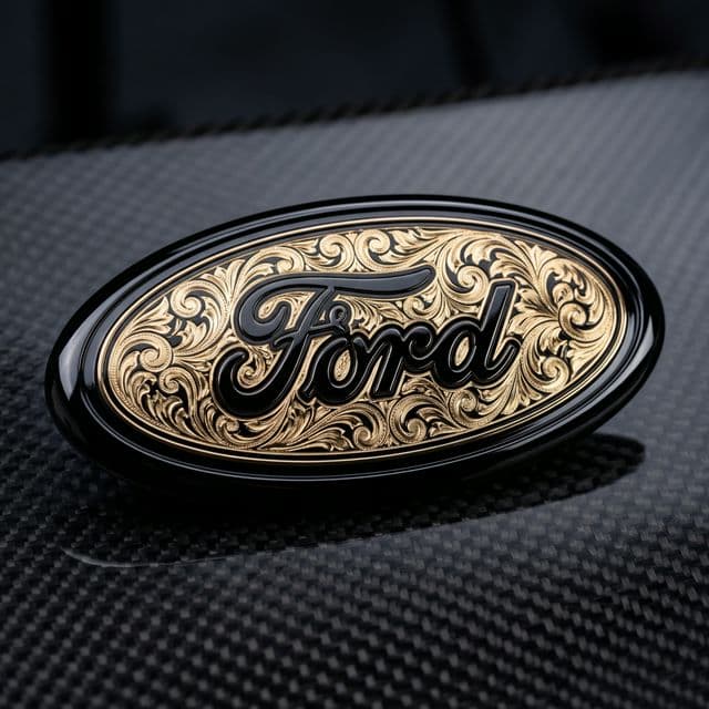Premium Custom Engraved Ford Engraved Oval Filigree Grille Emblem - Hand-Etched Automotive Art by Engraving Nation