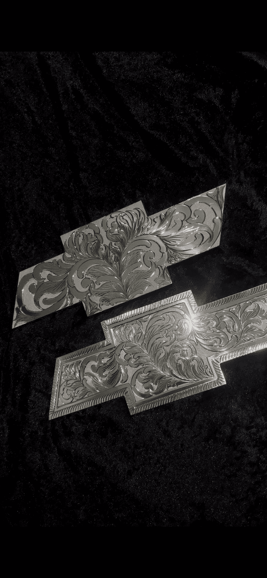 Premium Custom Engraved Set Front and Back Chevy fully engraved - Hand-Etched Automotive Art by Engraving Nation